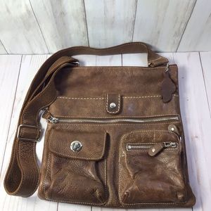 Roots Canada Venetian Village Tribe Brown Crossbody Leather Bag